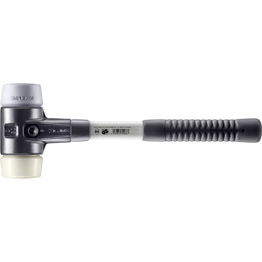 Maillet SIMPLEX boîtier fonte malléable renforcée manche fibre de verre diam 60 TPE moyen nylon - HALDER - 3738.060