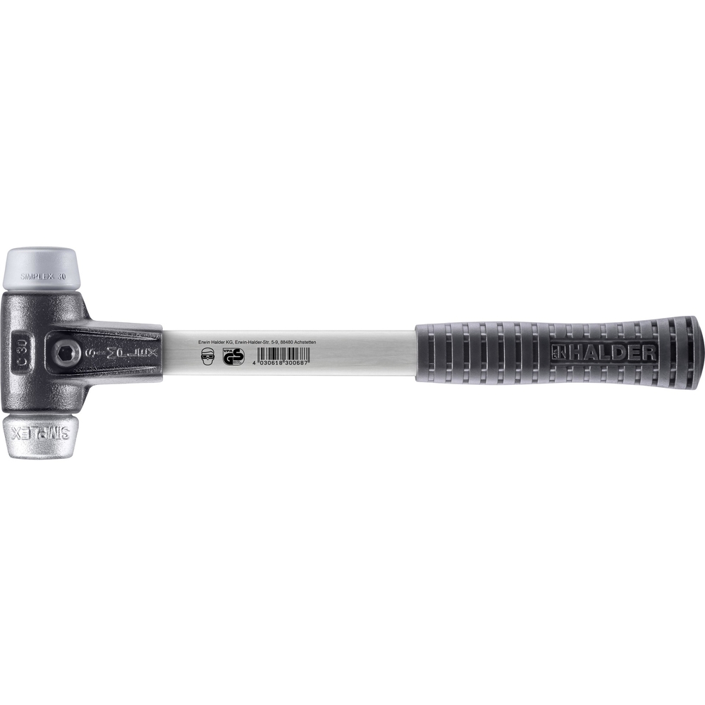 Maillet SIMPLEX avec boîtier en fonte malléable renforcée et manche en fibre de verre diam 30 - HALDER - 3739.030