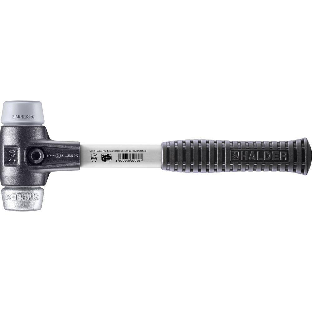 Maillet SIMPLEX boîtier fonte malléable renforcée manche fibre de verre diam 40 TPE moyen métal non trempé - HALDER - 3739.040