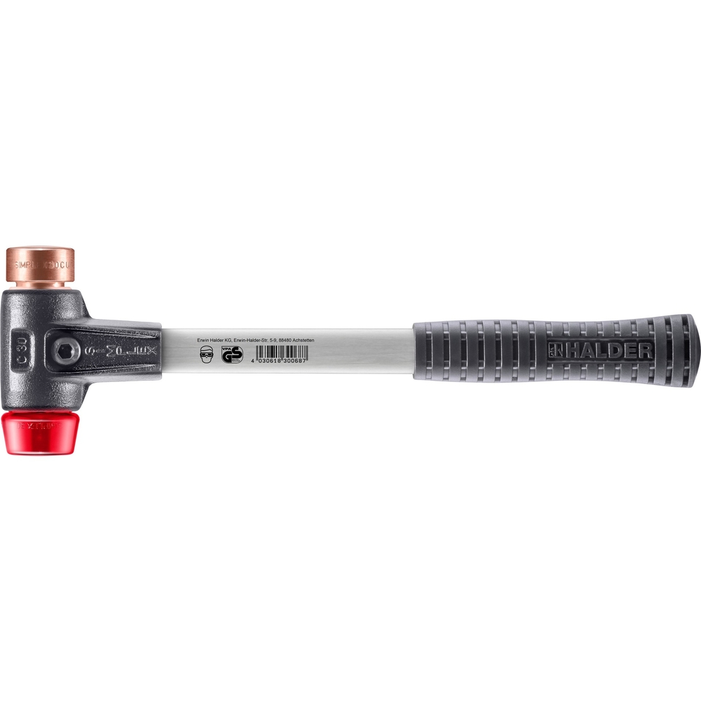Maillet SIMPLEX boîtier fonte malléable renforcée manche fibre de verre diam 30 cuivre plastique - HALDER - 3746.030