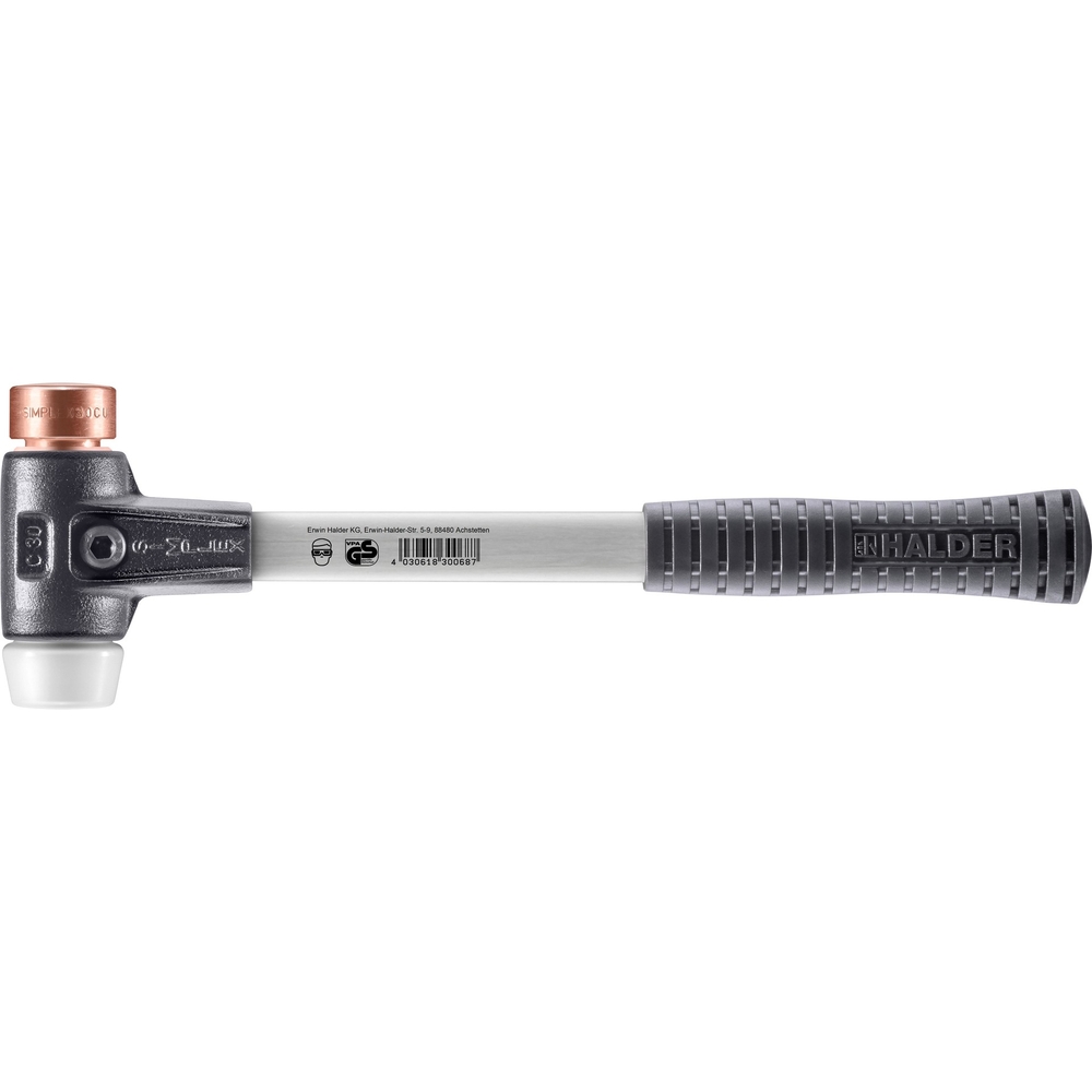 Maillet SIMPLEX boîtier fonte malléable renforcée manche fibre de verre diam 30 cuivre superplastique - HALDER - 3747.030