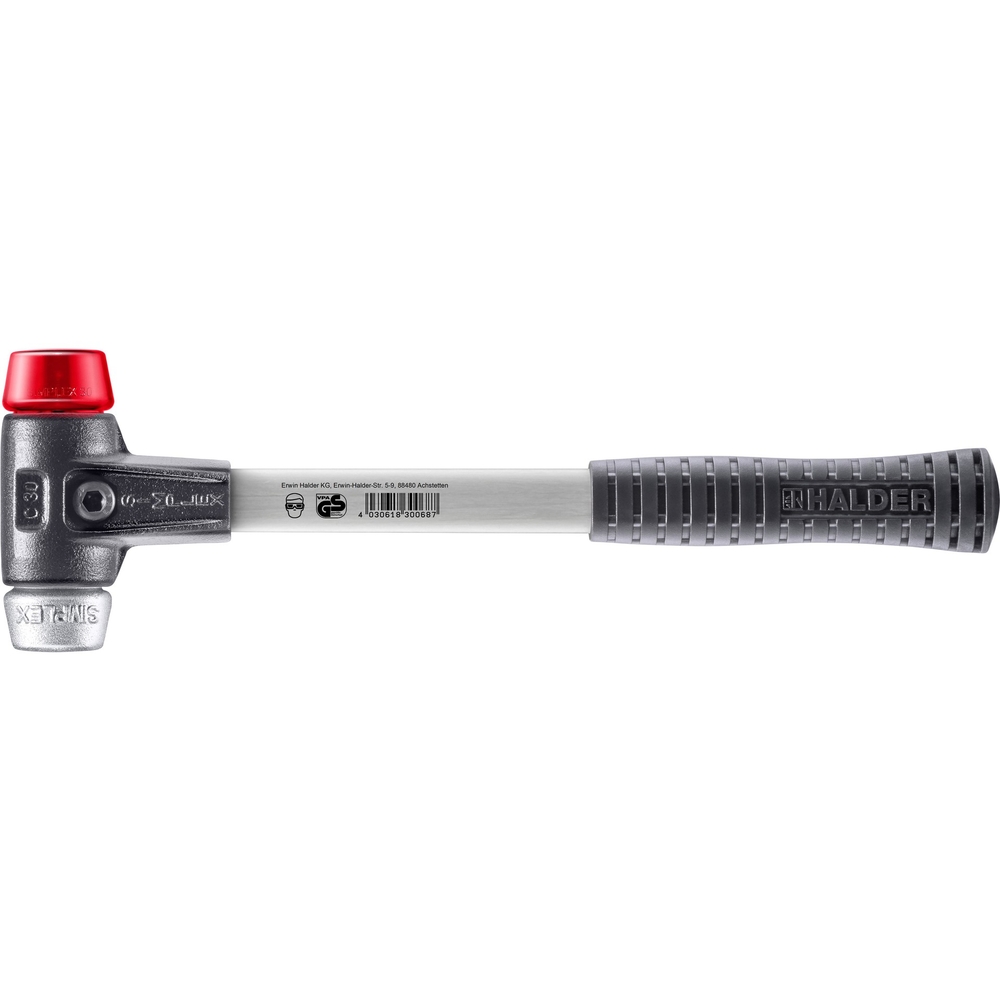 Maillet SIMPLEX avec boîtier en fonte malléable renforcée et manche en fibre de verre diam 30 - HALDER - 3769.030