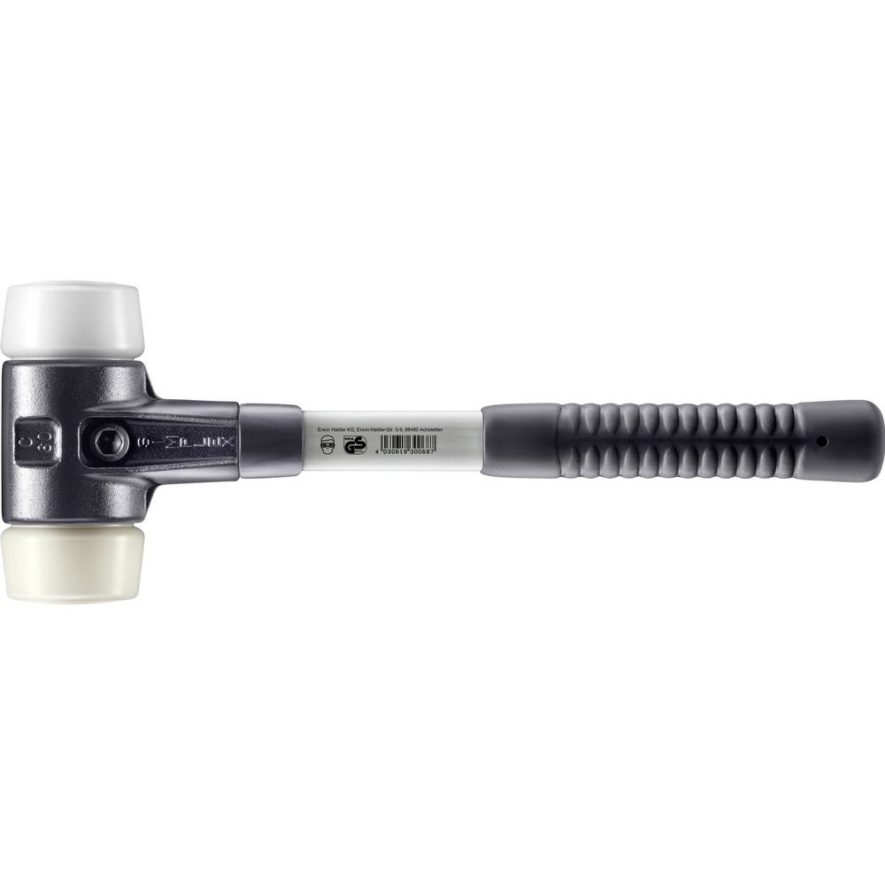 Maillet SIMPLEX boîtier fonte malléable renforcée manche fibre de verre diam 60 superplastique nylon - HALDER - 3778.060
