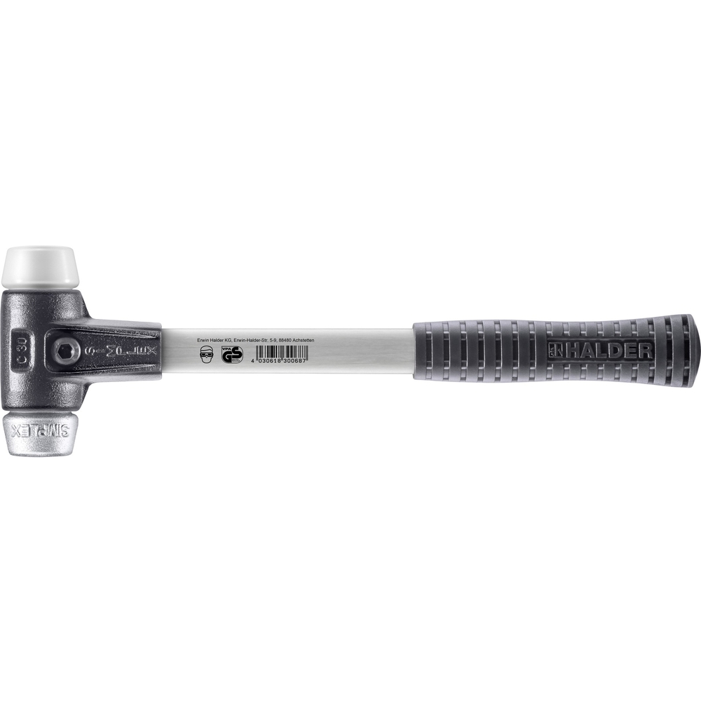 Maillet SIMPLEX avec boîtier en fonte malléable renforcée et manche en fibre de verre diam 30 - HALDER - 3779.030