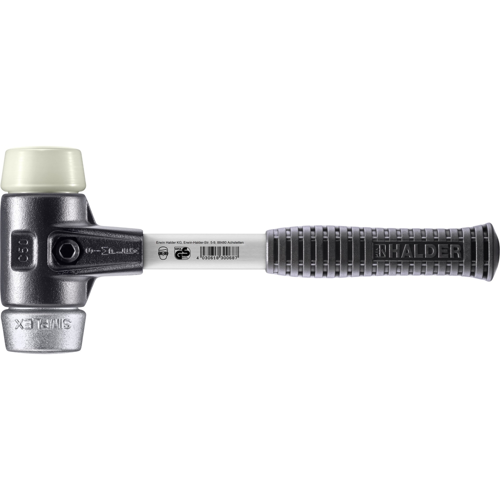 Maillet SIMPLEX boîtier fonte malléable renforcée manche fibre de verre diam 50 nylon métal doux - HALDER - 3789.050