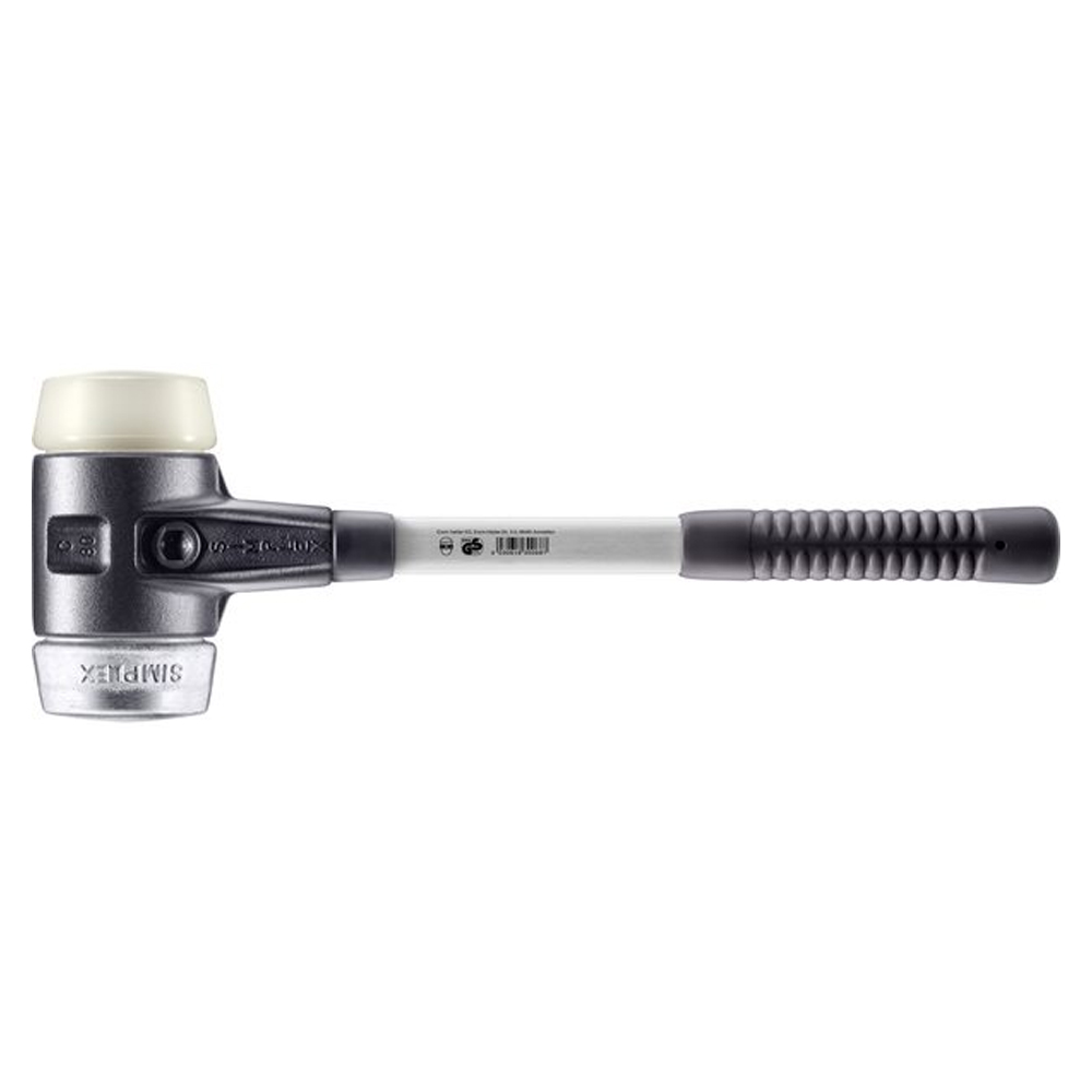 Marteau SIMPLEX fonte malléable manche fibre diam 80 700 mm Embout nylon métal doux - HALDER - 3789.081