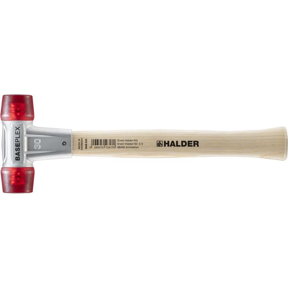 Maillet BASEPLEX avec boîtier en zinc mouléet manche en bois diam 30 embout en acétate de cellulose - HALDER - 3906.030