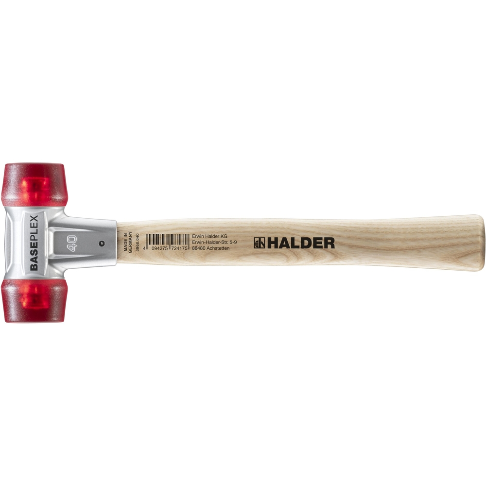 Maillet BASEPLEX avec boîtier en zinc mouléet manche en bois diam 40 embout en acétate de cellulose - HALDER - 3906.040