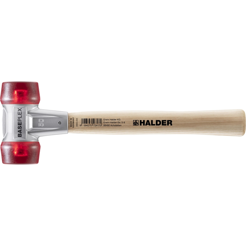 Maillet BASEPLEX avec boîtier en zinc mouléet manche en bois diam 50 embout en acétate de cellulose - HALDER - 3906.050