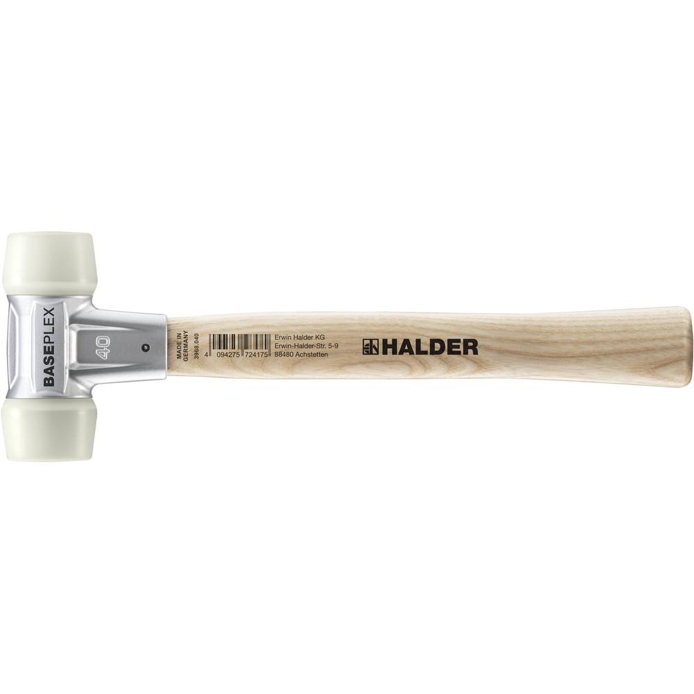 Maillet BASEPLEX avec boîtier en zinc mouléet manche en bois diam 40 embout en nylon - HALDER - 3908.040