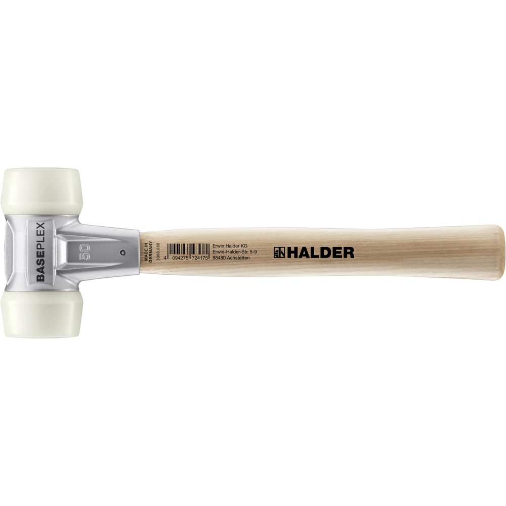 Maillet BASEPLEX avec boîtier en zinc mouléet manche en bois diam 50 embout en nylon - HALDER - 3908.050