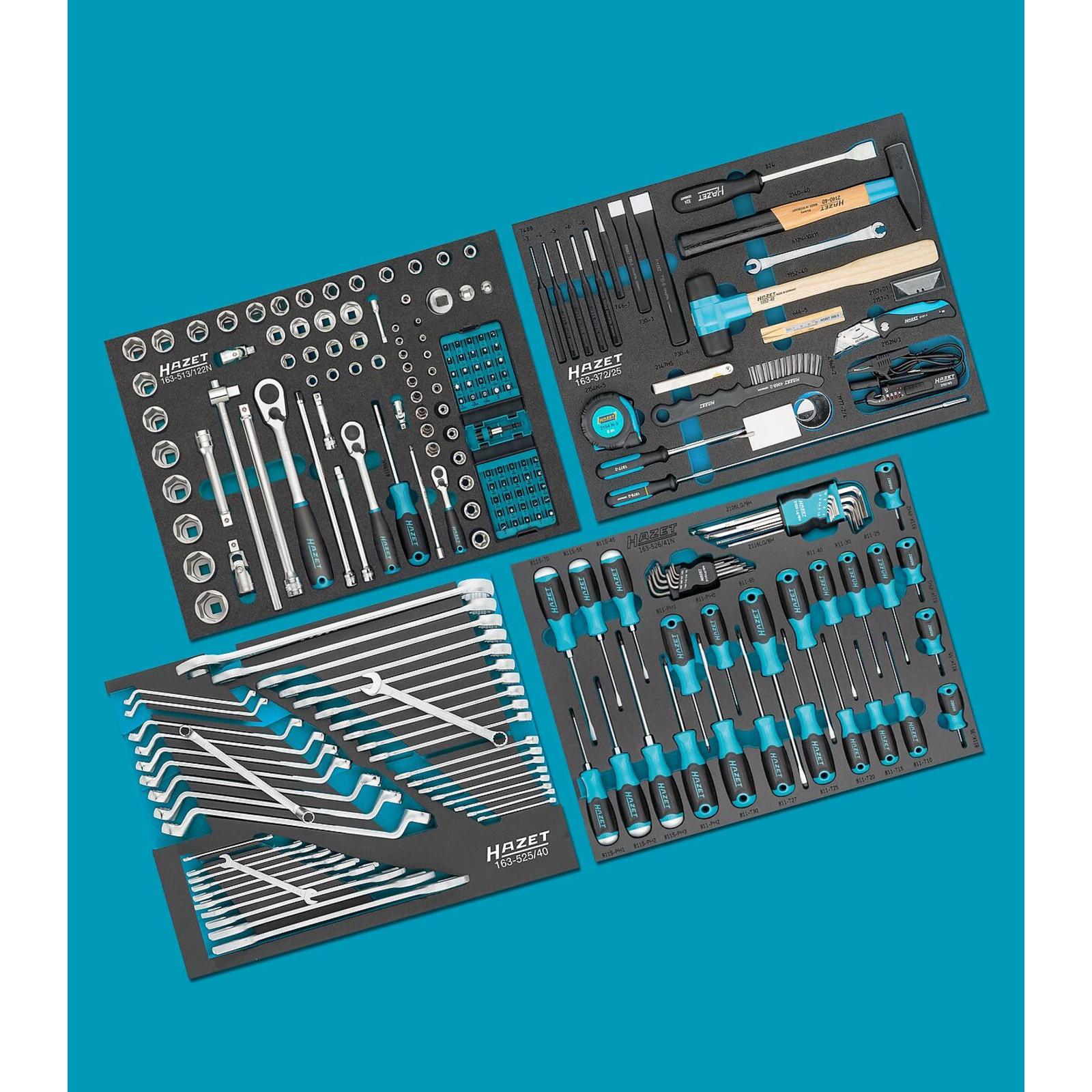 Assortiment d'outils 230 pièces avec cliquet réversible mousse bimatière Safety-Insert-System HAZET - 0-179NW/230