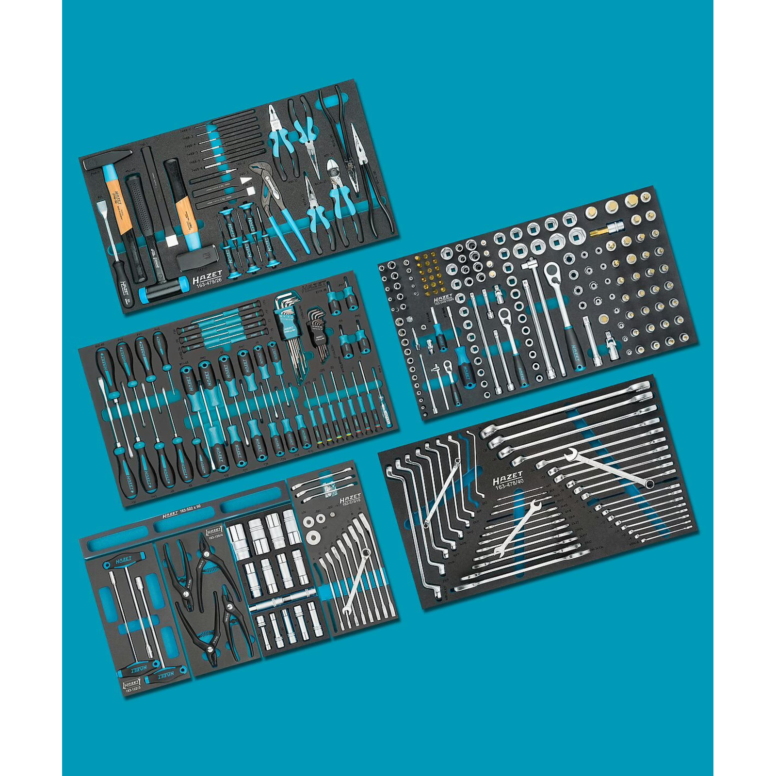 Assortiment d'outils 321 pièces avec garniture mousse bimatière Safety-Insert-System HAZET - 0-179NXL/321