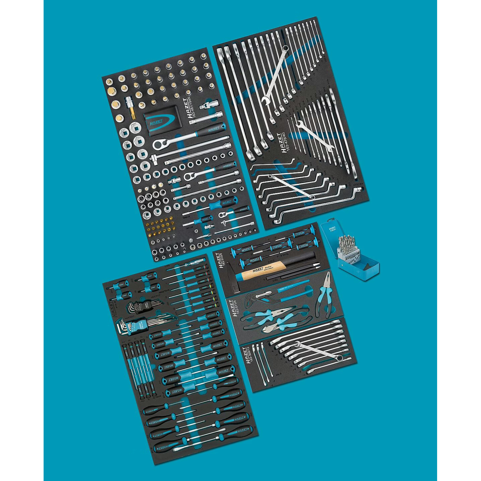 Assortiment d'outils 340 pièces garniture mousse bimatière Safety-Insert-System HAZET - 0-179NXXL/340
