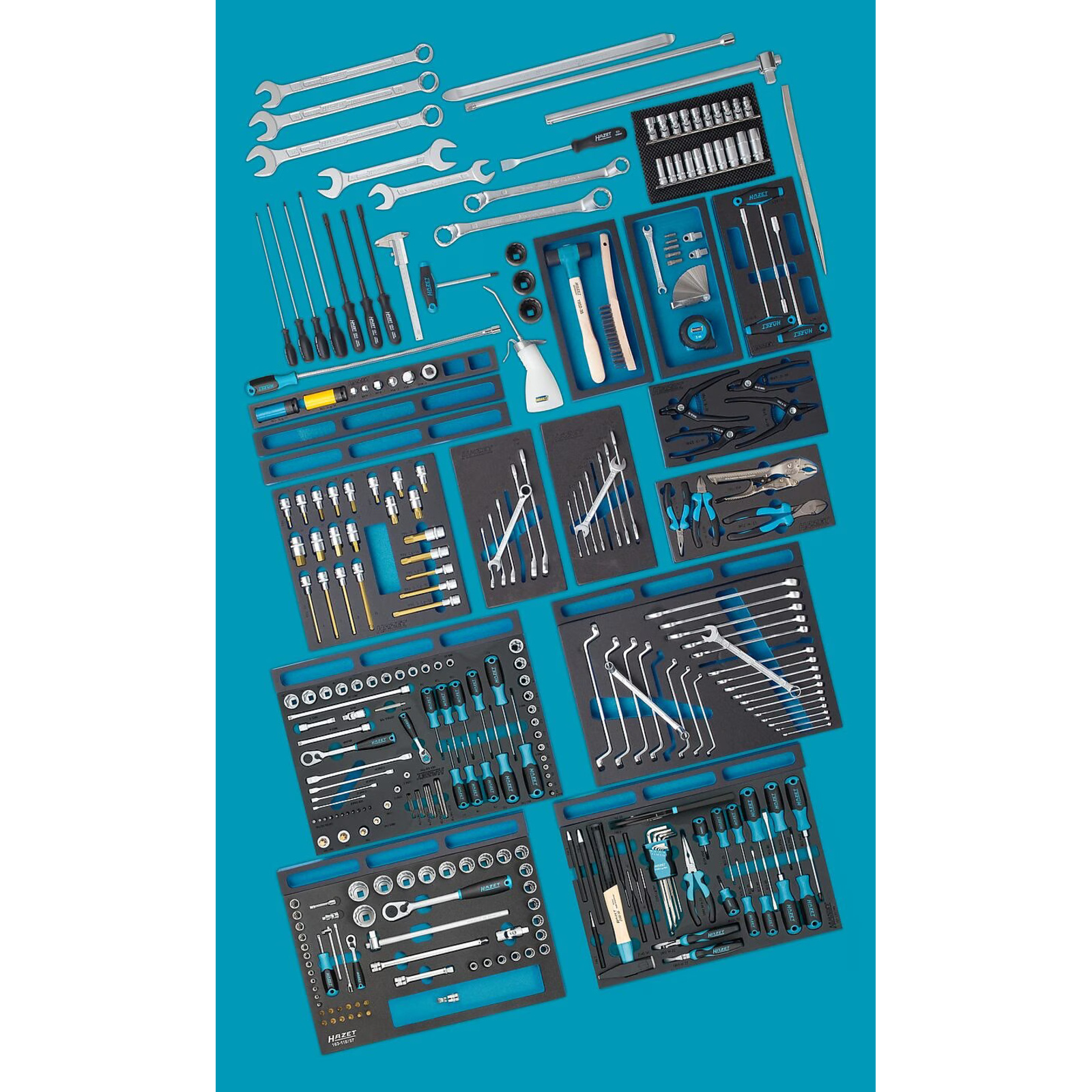 Assortiment d’outils 296 pièces garniture mousse bimatière Mercedes-Benz HAZET - 0-2700-163/296