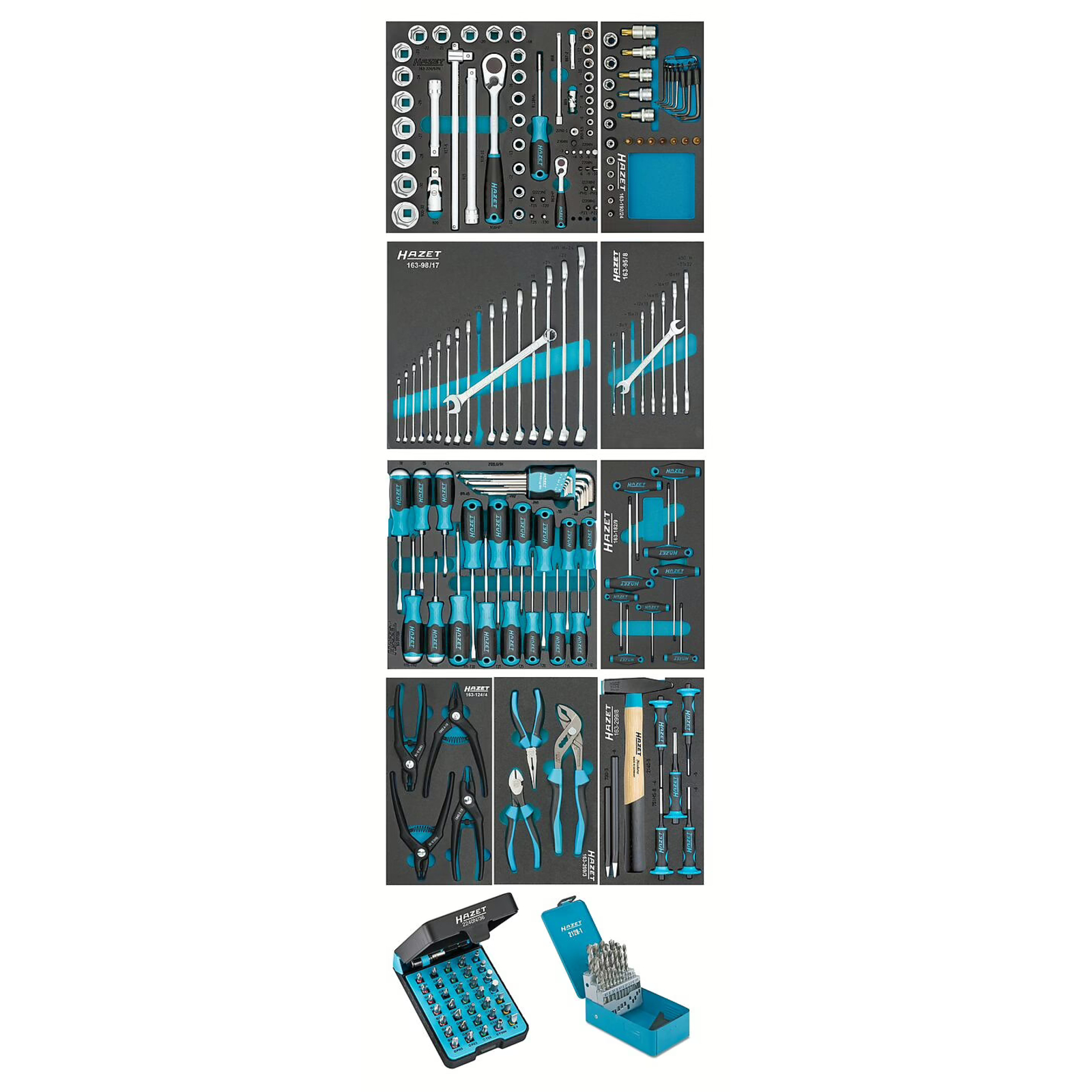 Assortiment d'outils 217 pièces garniture mousse bimatière Safety-Insert-System HAZET - 0-6/217