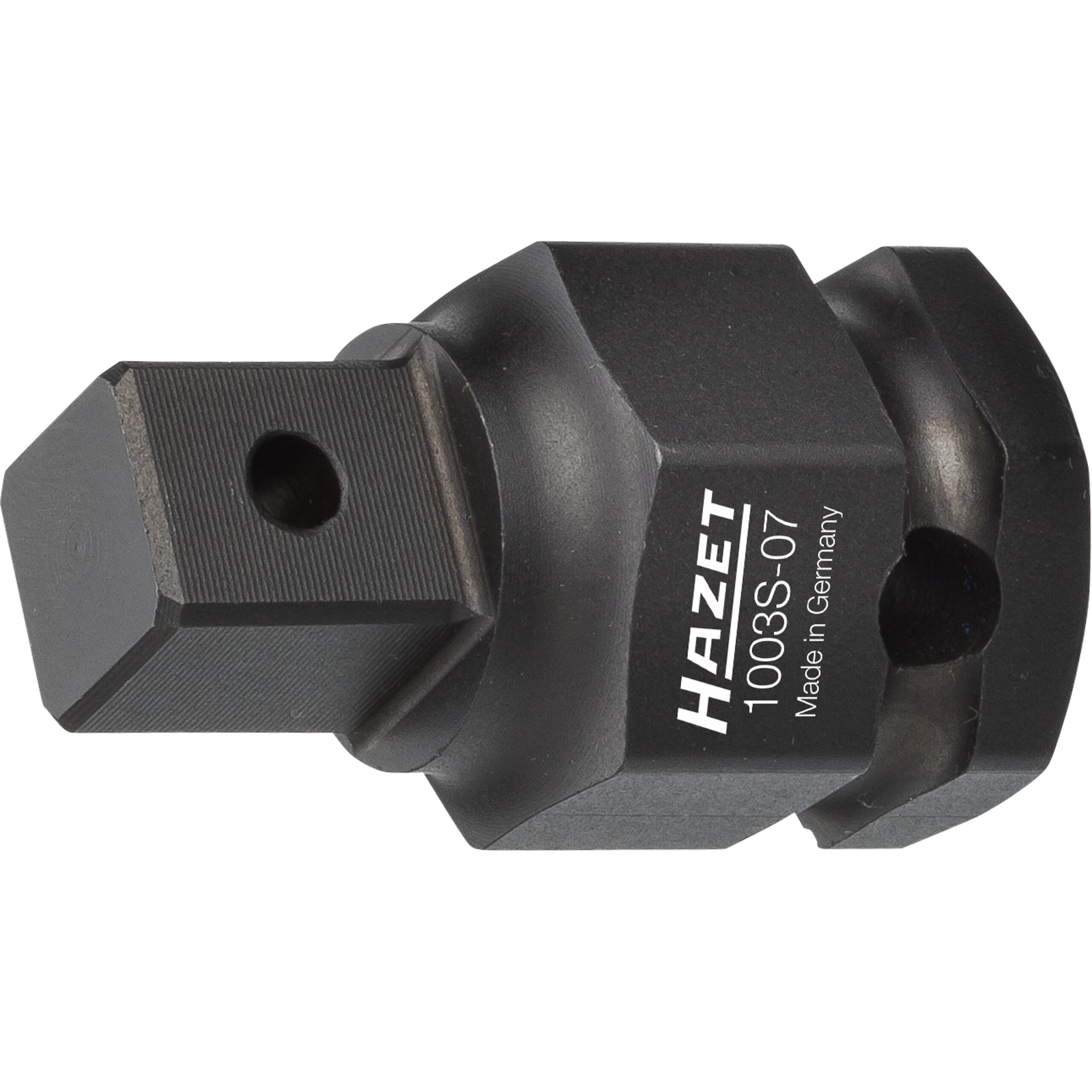 Adaptateur à chocs 6 pans extérieurs 24 mm carré massif 1/2 pouce 44 mm avec alésage sécurité HAZET - 1003S-07
