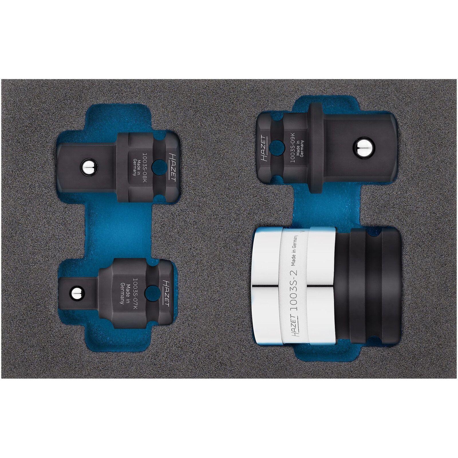 Jeu d'adaptateurs changement rapide 6 pans extérieurs 24 mm carré massif 1/2 pouce HAZET - 1003S/4