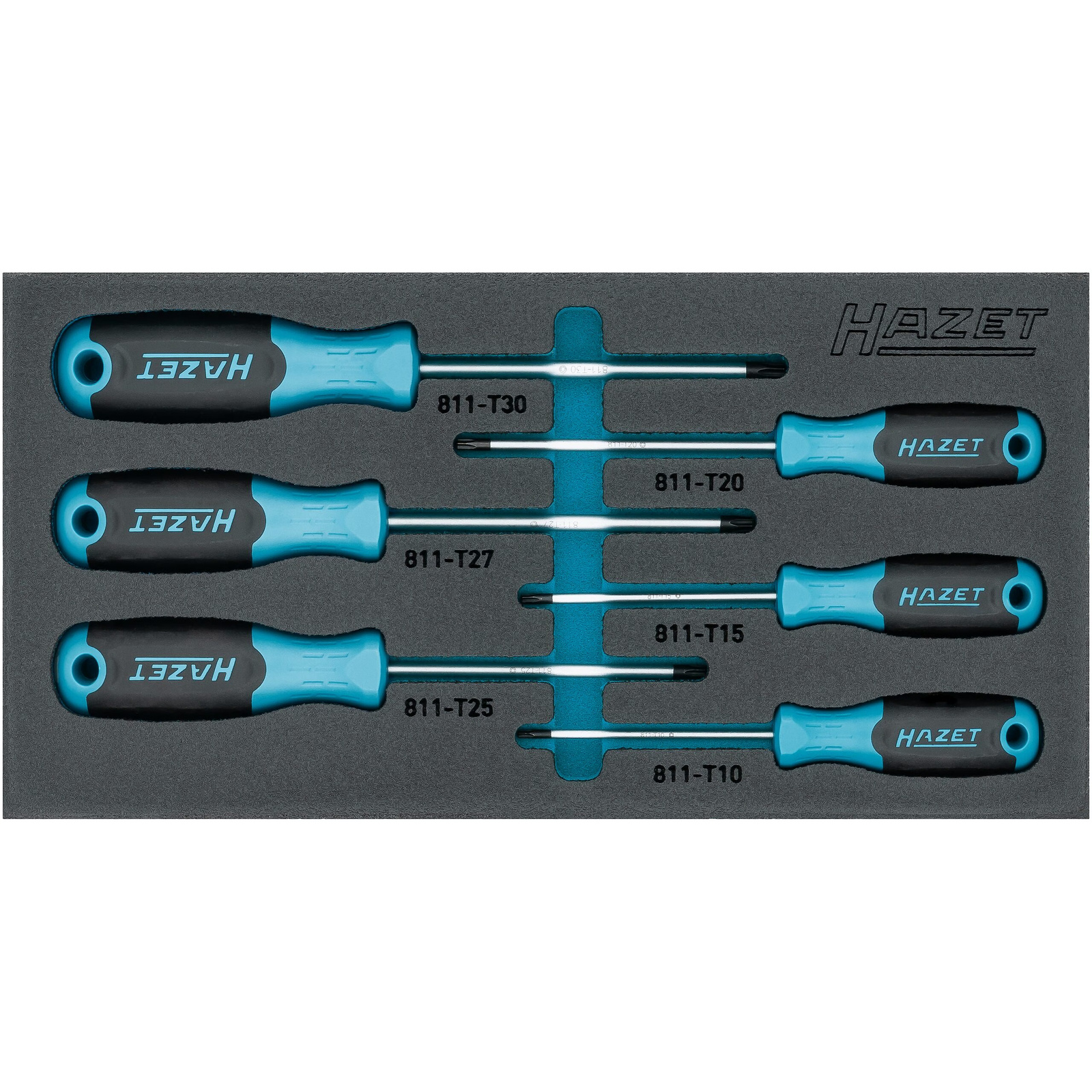 Jeu de tournevis TORX intérieur 6 pièces T10-T30 avec mousse de rangement HAZET - 163-266/6N