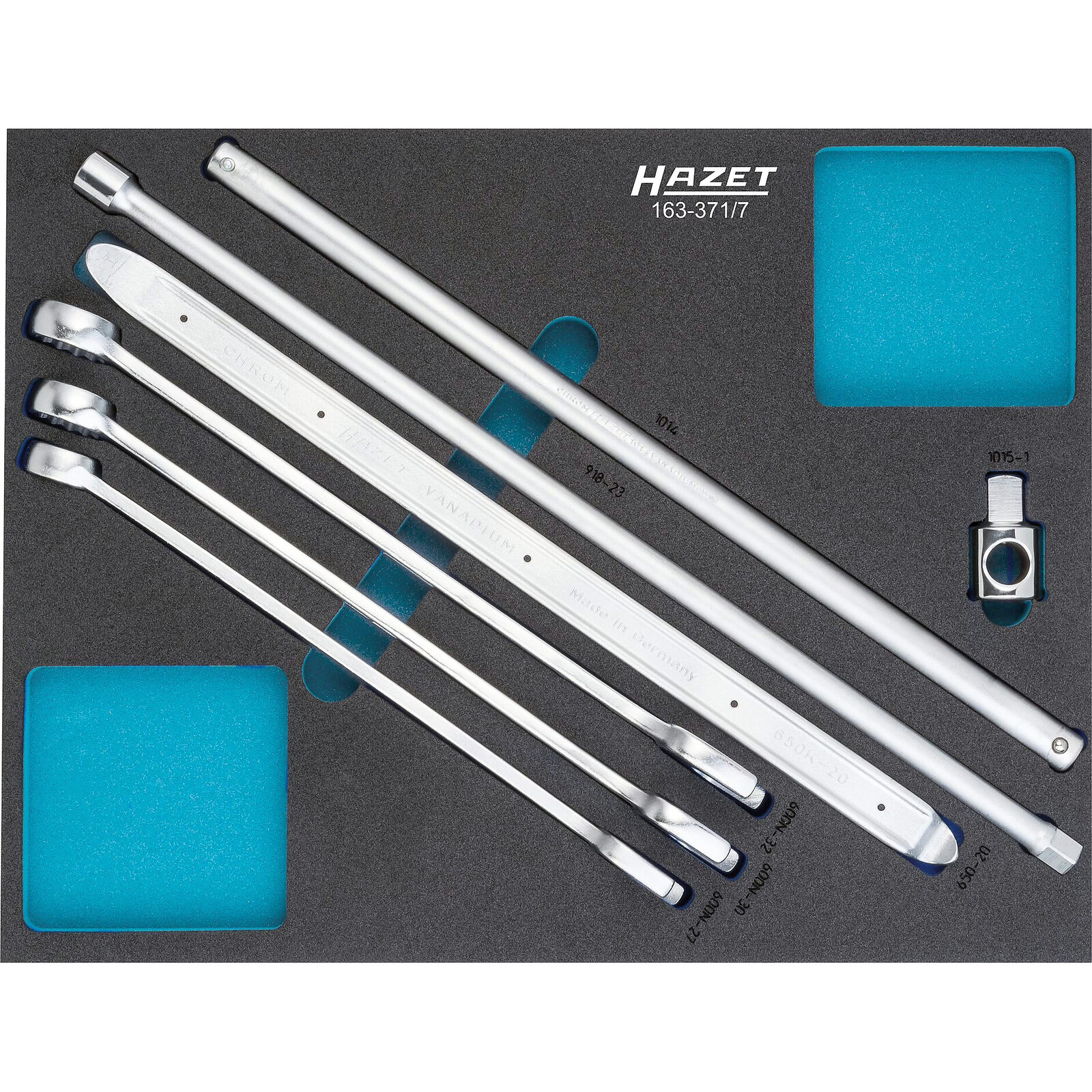 Jeu d'outils 7 pièces profils 12 pans 6 pans et carrés massifs avec mousse SIS HAZET - 163-371/7
