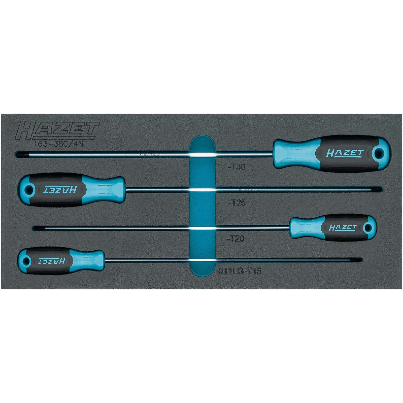 Jeu de tournevis TORX intérieur 4 pièces T15 T20 T25 T30 avec mousse SIS HAZET - 163-380/4N