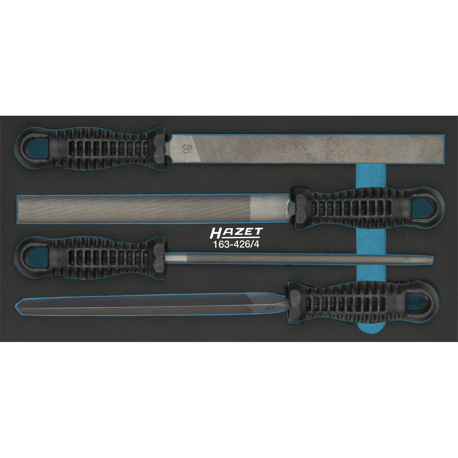 Jeu de limes 4 pièces garniture mousse bimatière Safety-Insert-System 1/3 342x172 mm HAZET - 163-426/4
