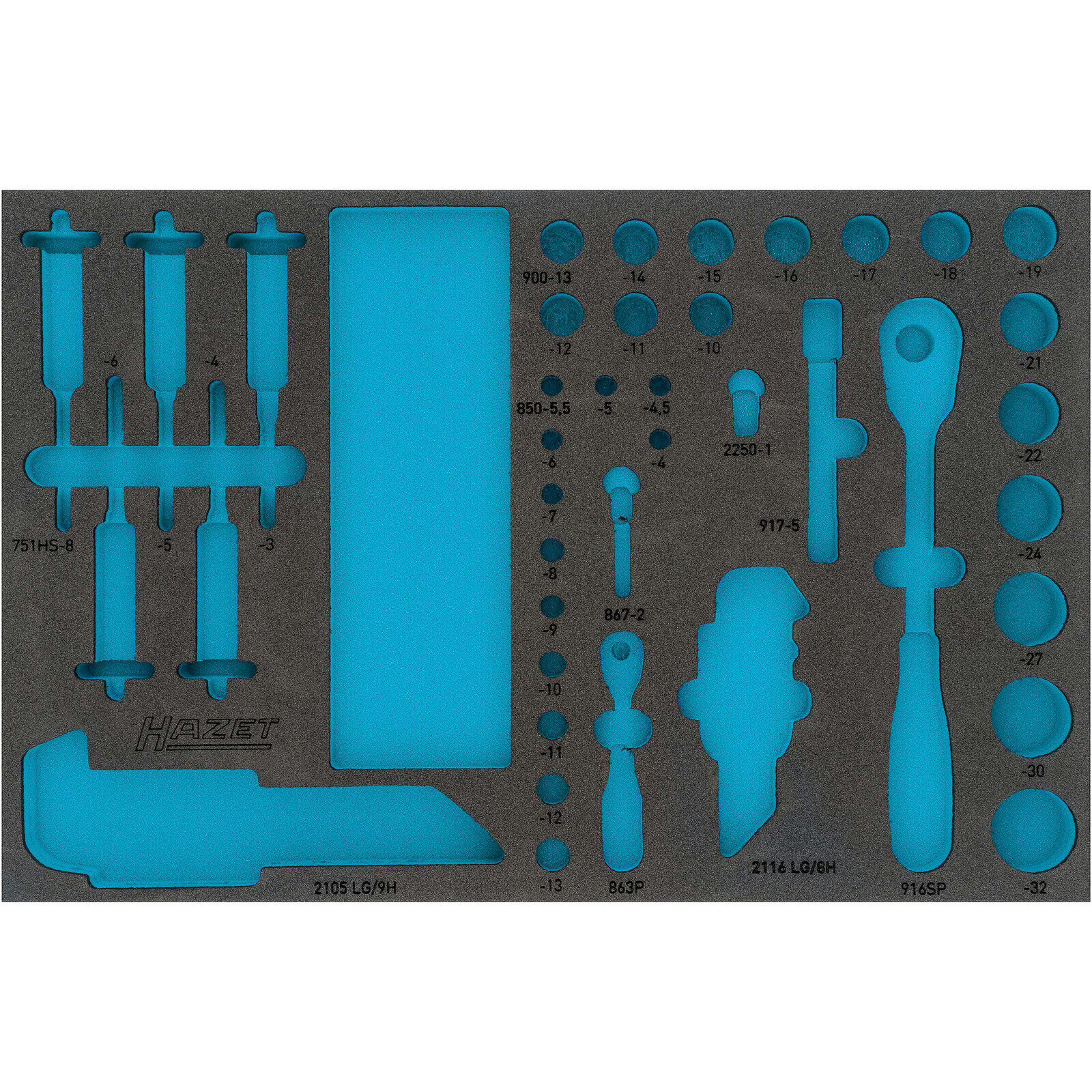 Garniture mousse souple bimatière 519 x 342 mm vide Safety-Insert-System HAZET - 163-466L