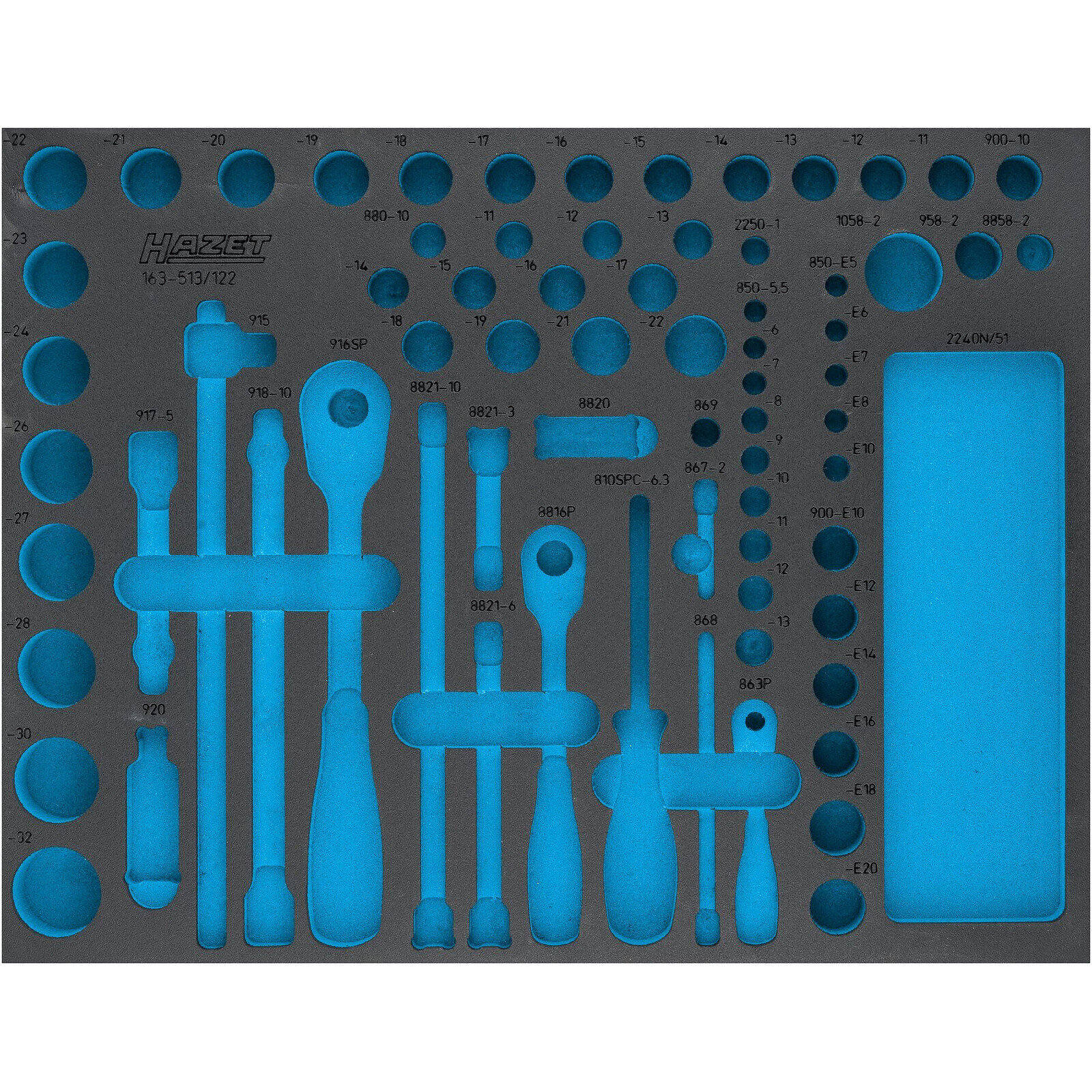 Garniture mousse souple bimatière 519 x 392 mm vide Safety-Insert-System HAZET - 163-513L