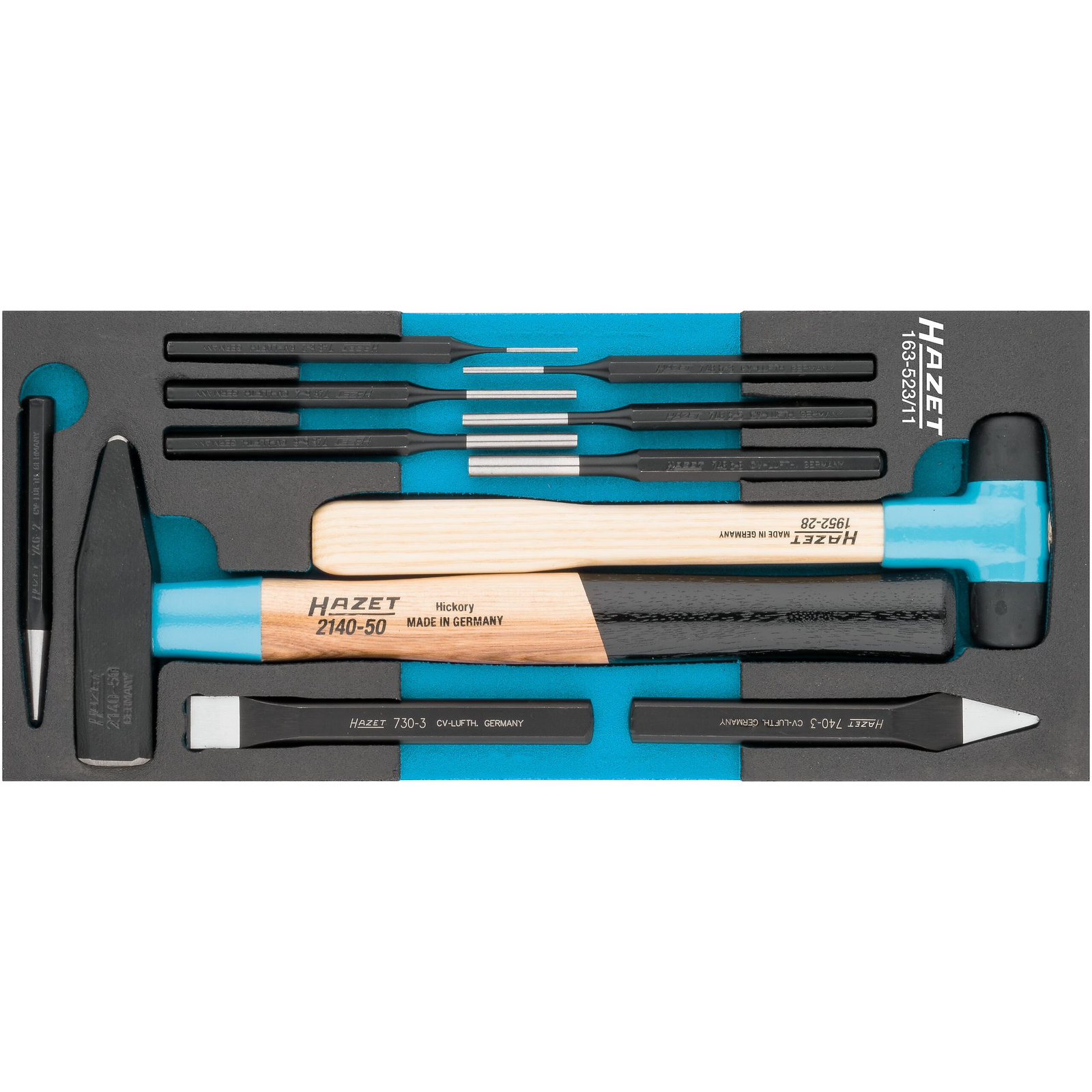 Jeu d'outils universels 11 pièces mousse bimatière Safety-Insert-System 1/3+ 392 x 172 mm HAZET - 163-523/11