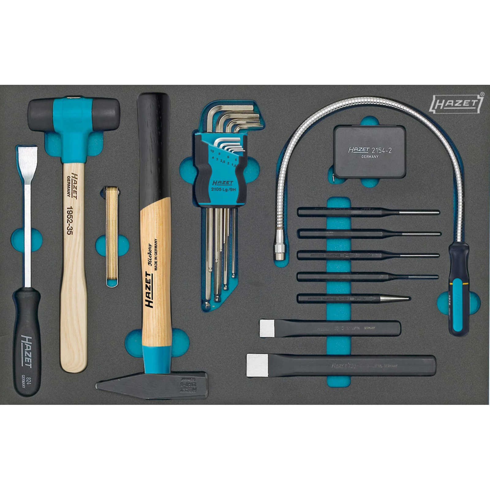 Jeu d'outils 22 pièces clé mâle coudée profil six pans intérieurs mousse SIS HAZET - 163-60/22