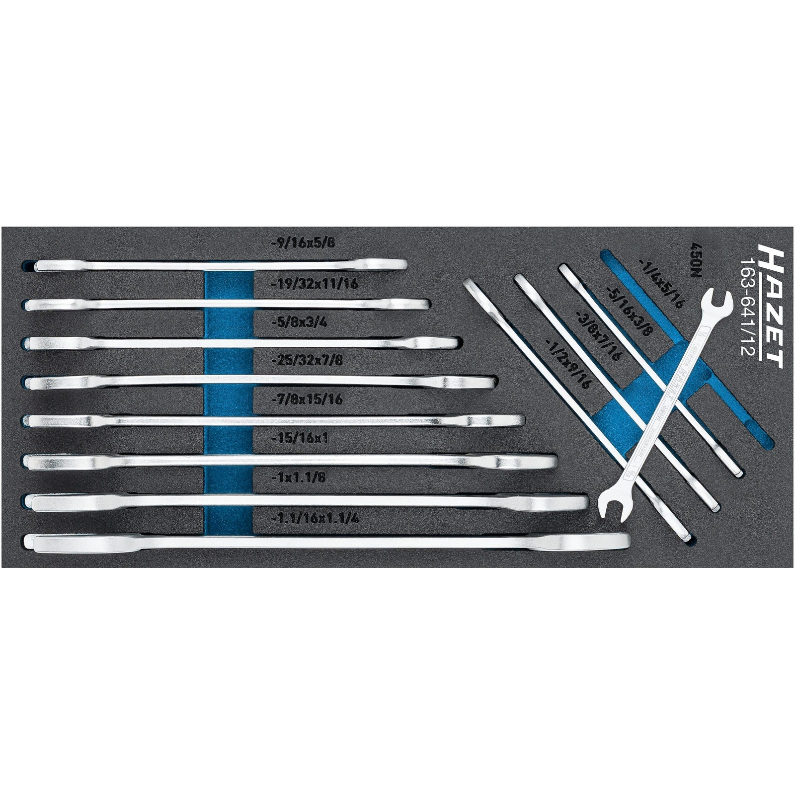 Jeu de clés de serrage 12 pièces profil extérieur 6 pans 1/4