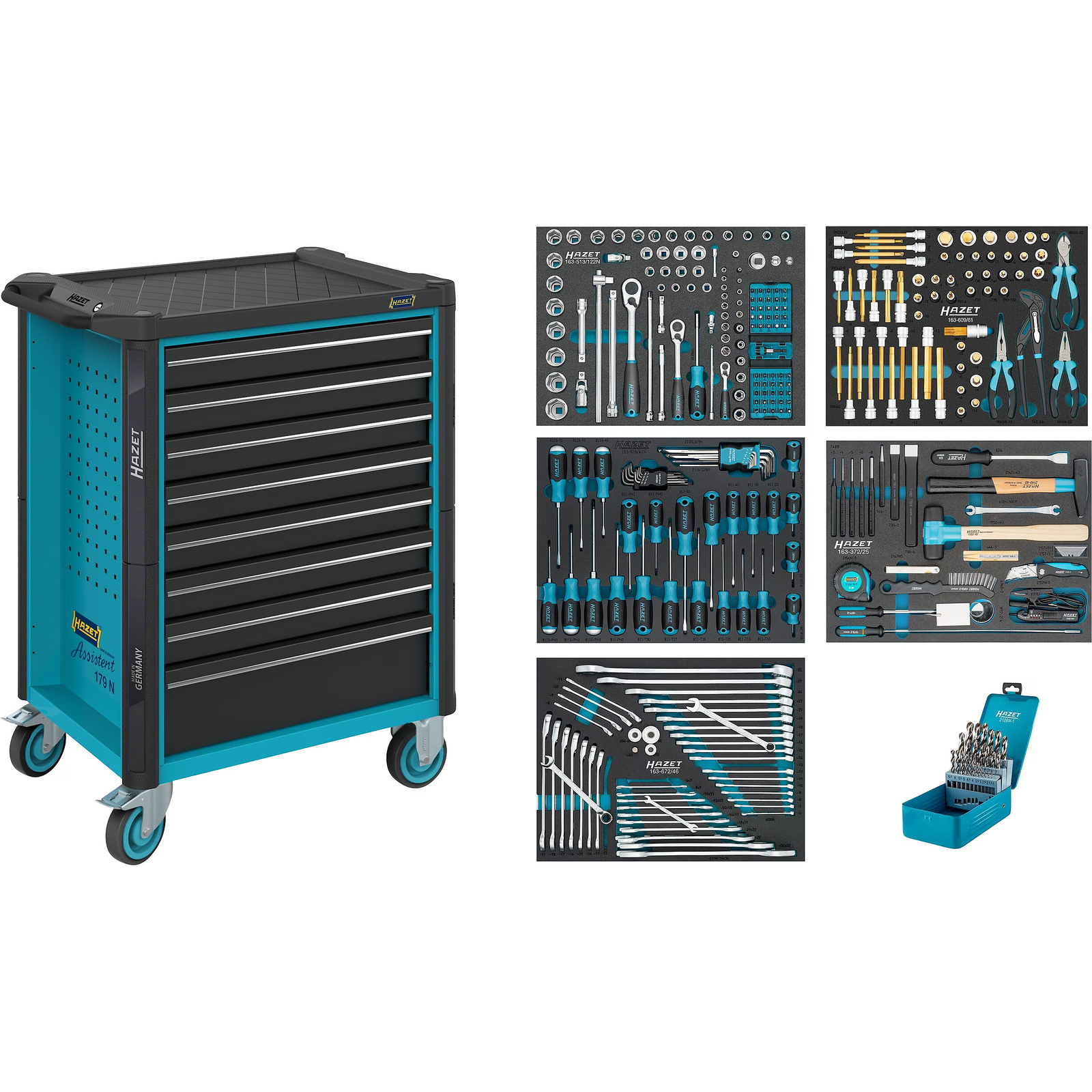 Servante d’atelier 320 pièces 7 tiroirs plats + 1 haut plan plastique HAZET - 179N-8/320
