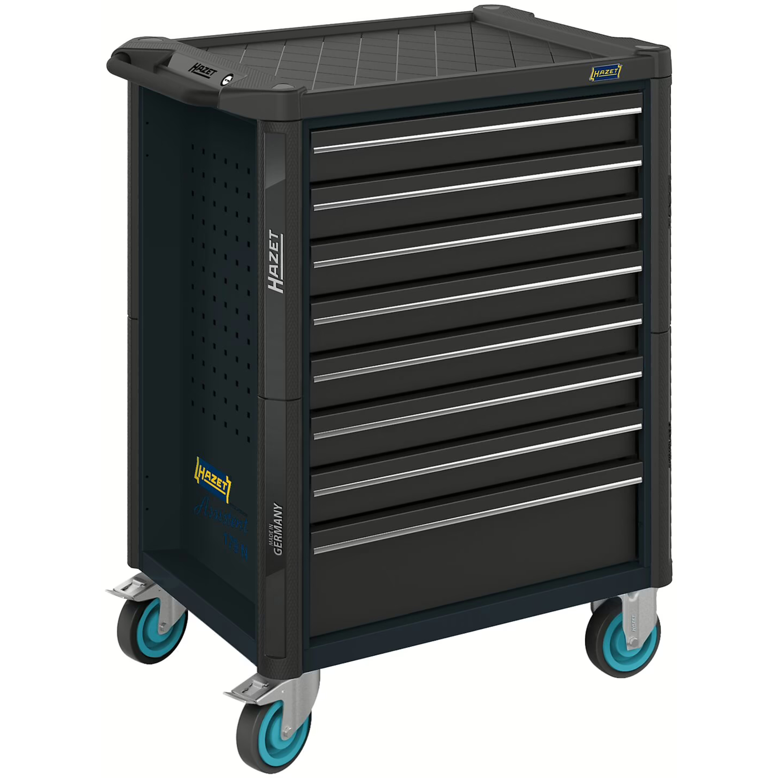 Servante d’atelier 8 tiroirs 785 x 518 x 1020 mm RAL 7021 avec plan de travail plastique HAZET - 179N-8-RAL7021