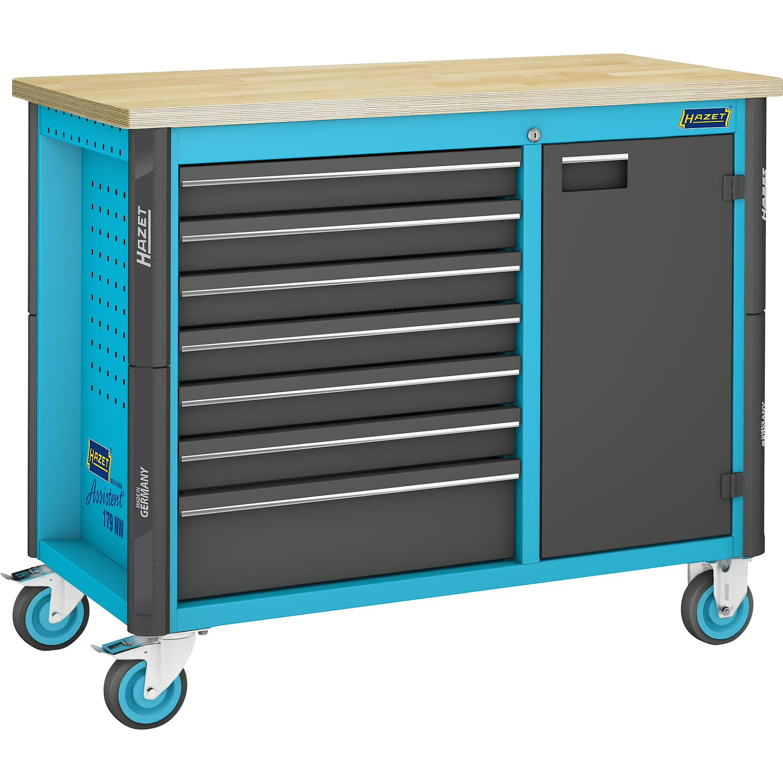 Établi servante d'atelier 7 tiroirs 1150 x 600 mm bois bouleau HAZET - 179NW-7