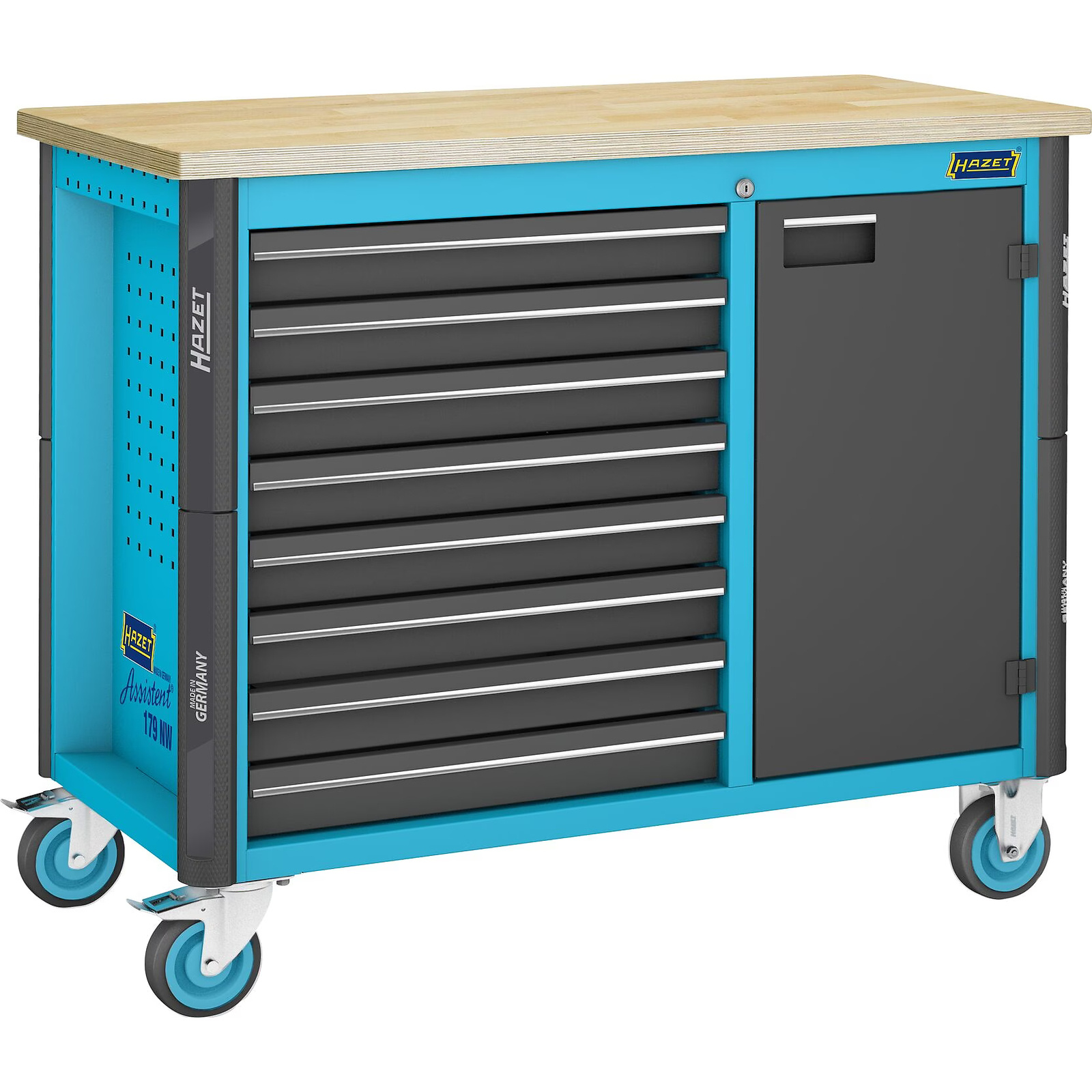 Établi servante d'atelier 8 tiroirs 1150 x 600 mm bois bouleau HAZET - 179NW-8