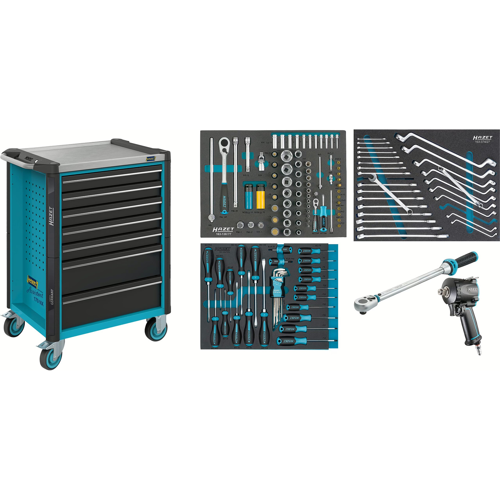Servante d’atelier 7 tiroirs 137 pièces acier inoxydable HAZET - 179NX-7/137
