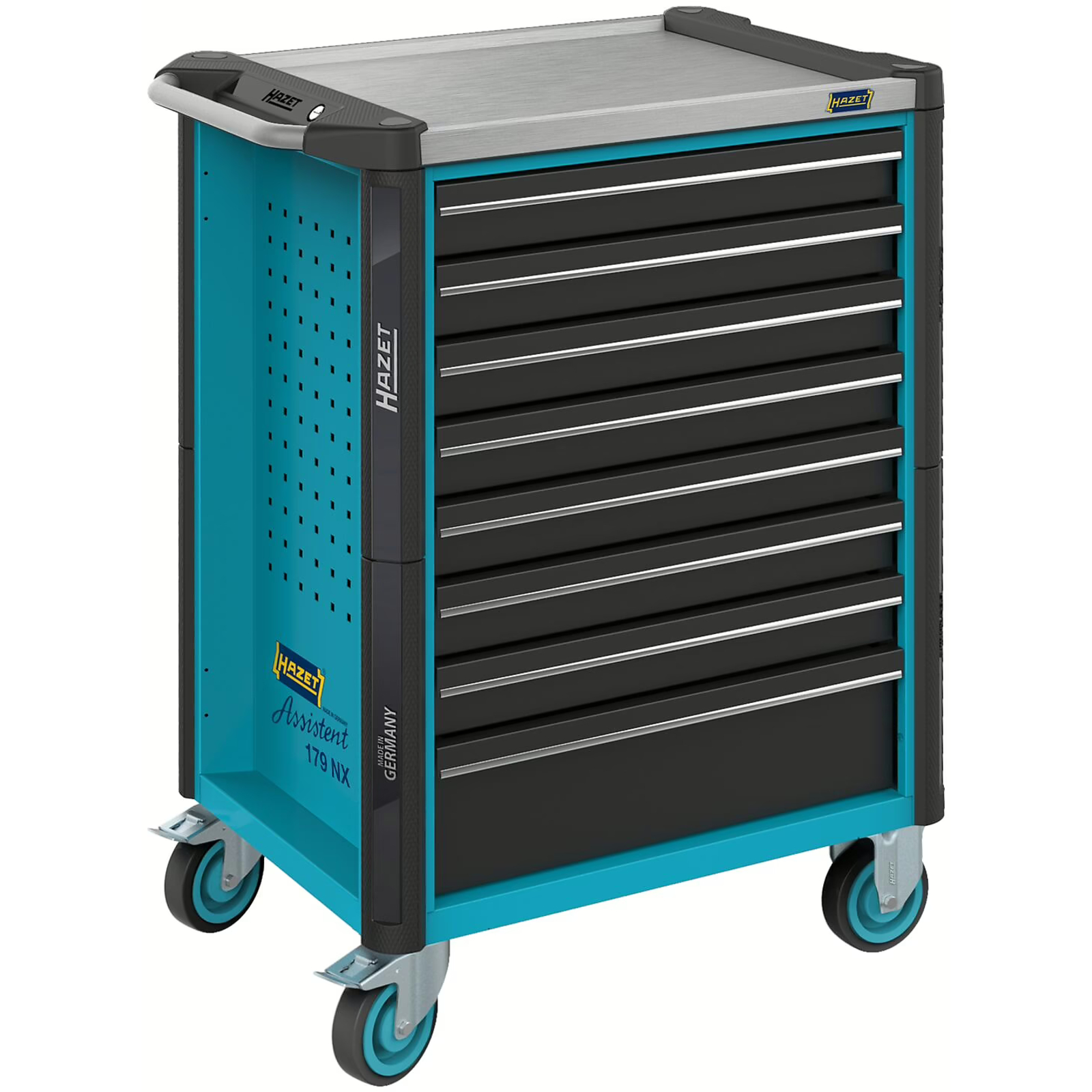 Servante d’atelier 8 tiroirs acier inoxydable 785 x 518 mm avec verrouillage HAZET - 179NX-8
