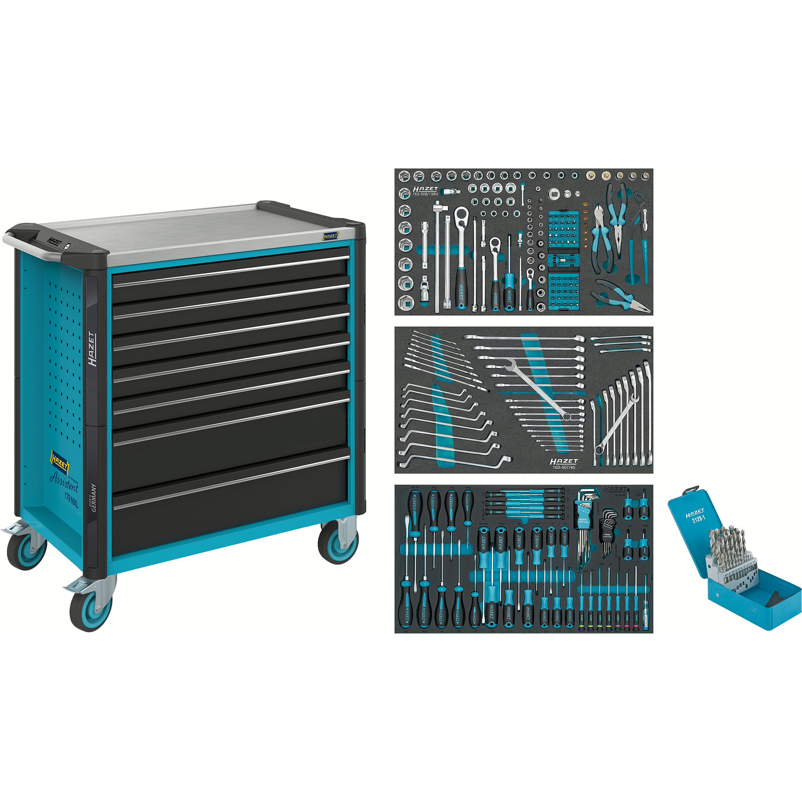 Servante d'atelier 7 tiroirs 265 pièces acier inoxydable HAZET - 179NXL-7/265