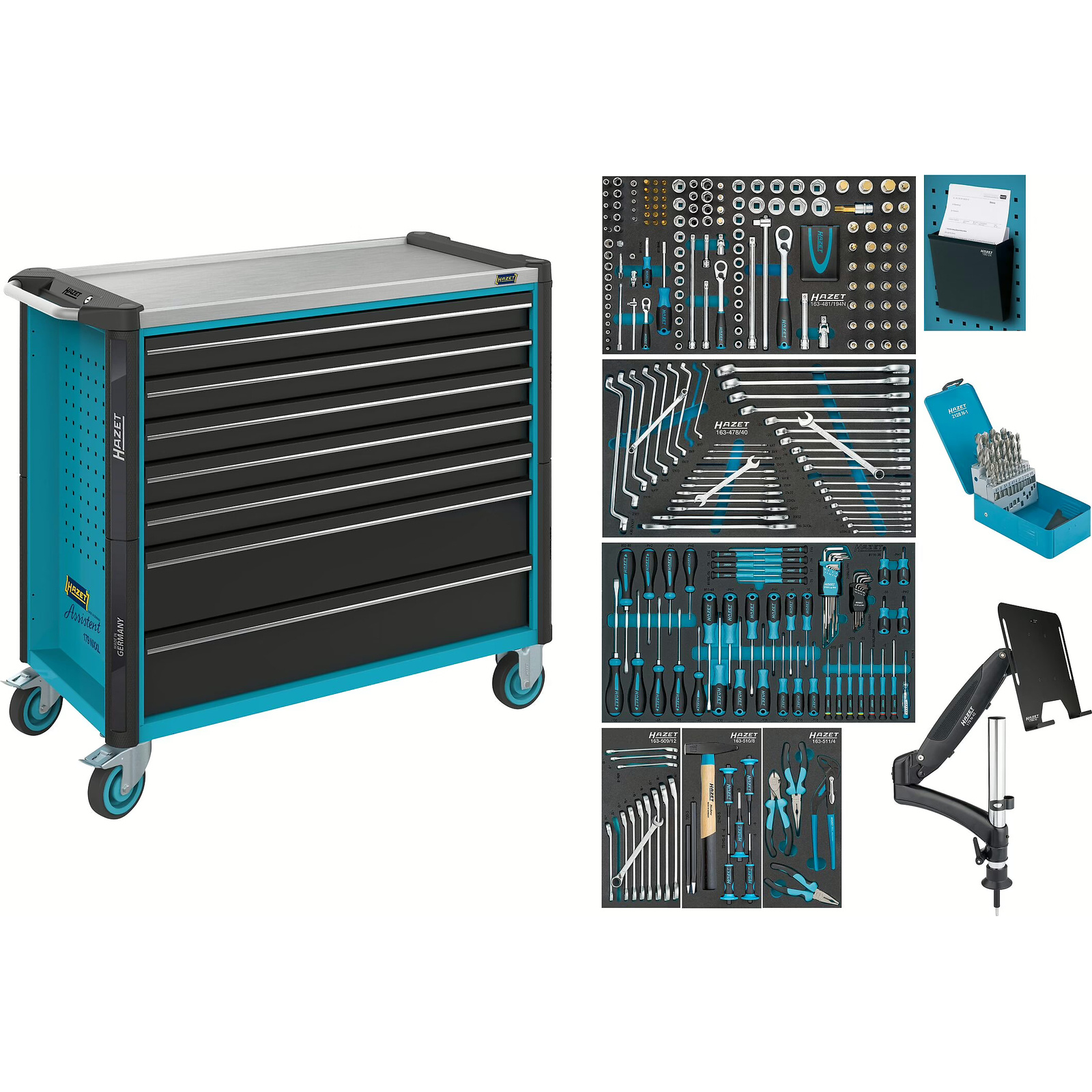 Servante d’atelier 7 tiroirs 342 pièces acier inoxydable HAZET - 179NXXL-7/342