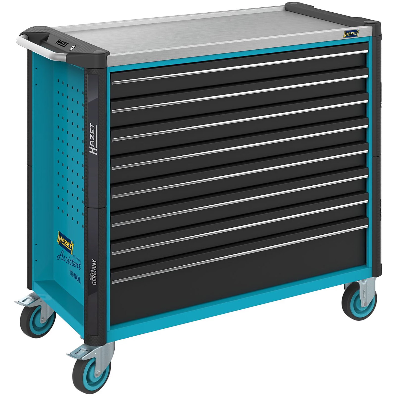 Servante d’atelier 8 tiroirs acier inoxydable 1133 x 518 mm bleu Hazet HAZET - 179NXXL-8
