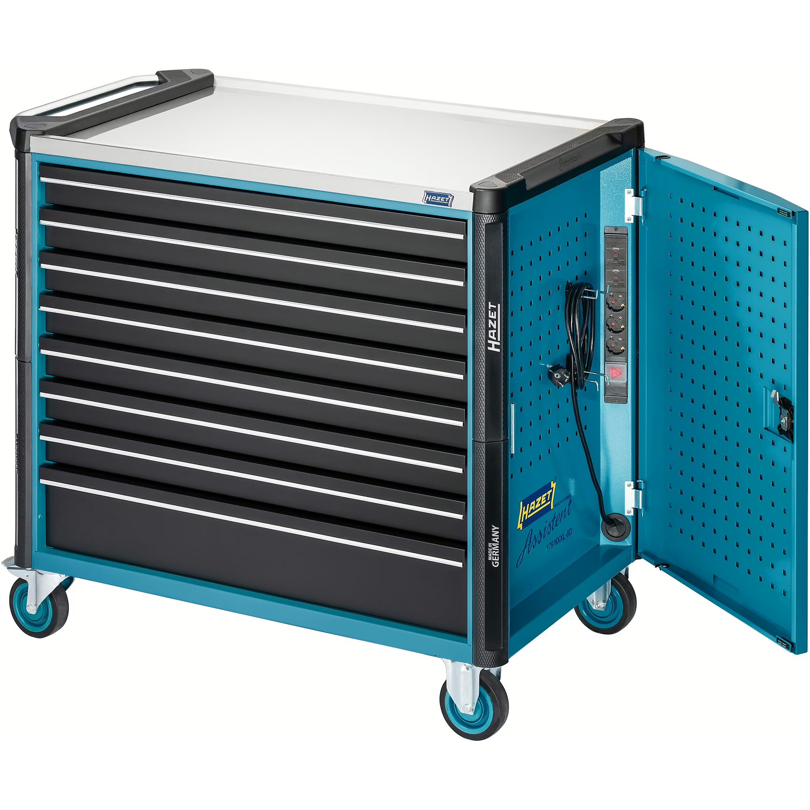 Servante d’atelier 3 pièces 8 tiroirs acier inoxydable bleu HAZET HAZET - 179NXXL-8D/3