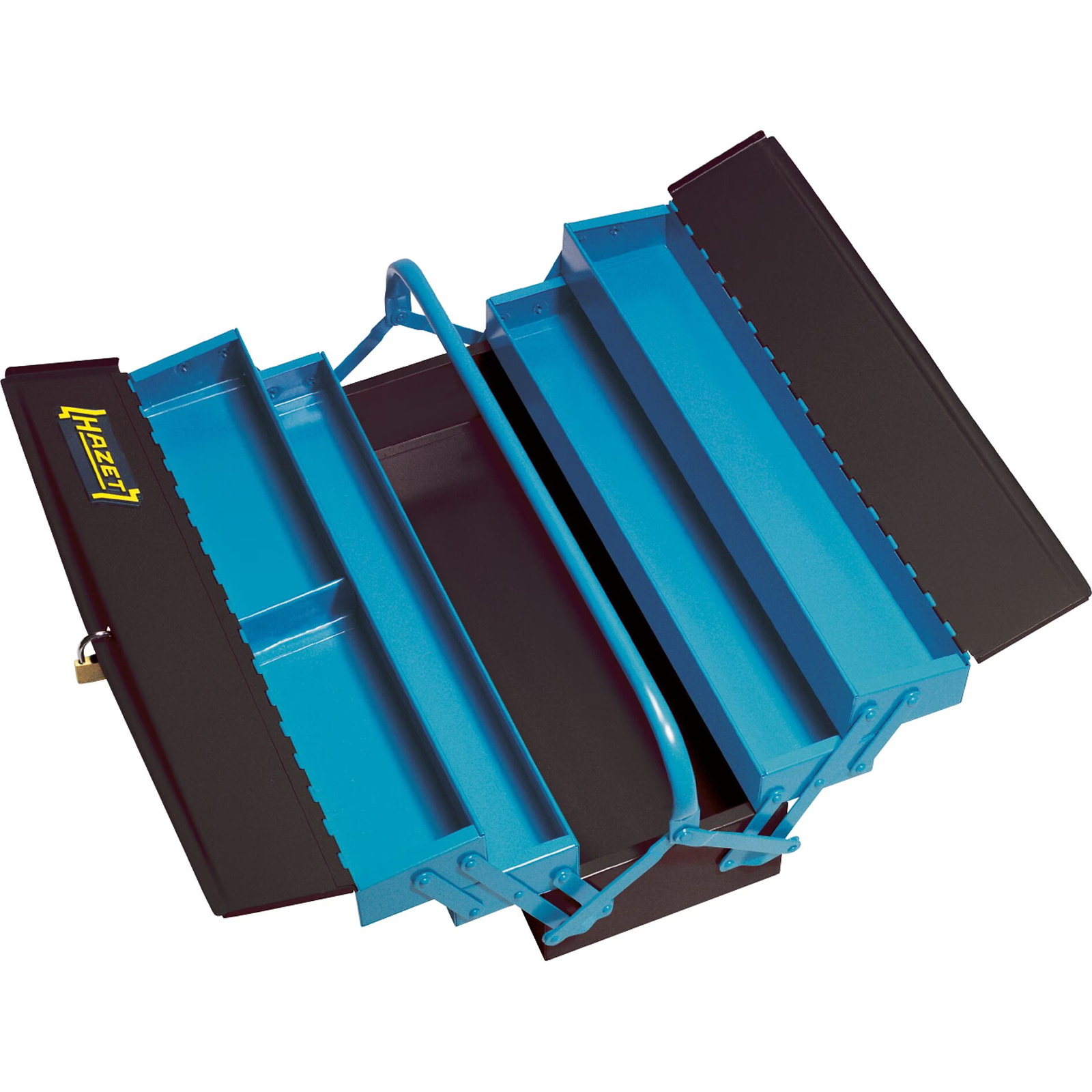 Caisse métallique à outils vide 575 x 210 x 245 mm avec cadenas bleu/noir HAZET - 190L