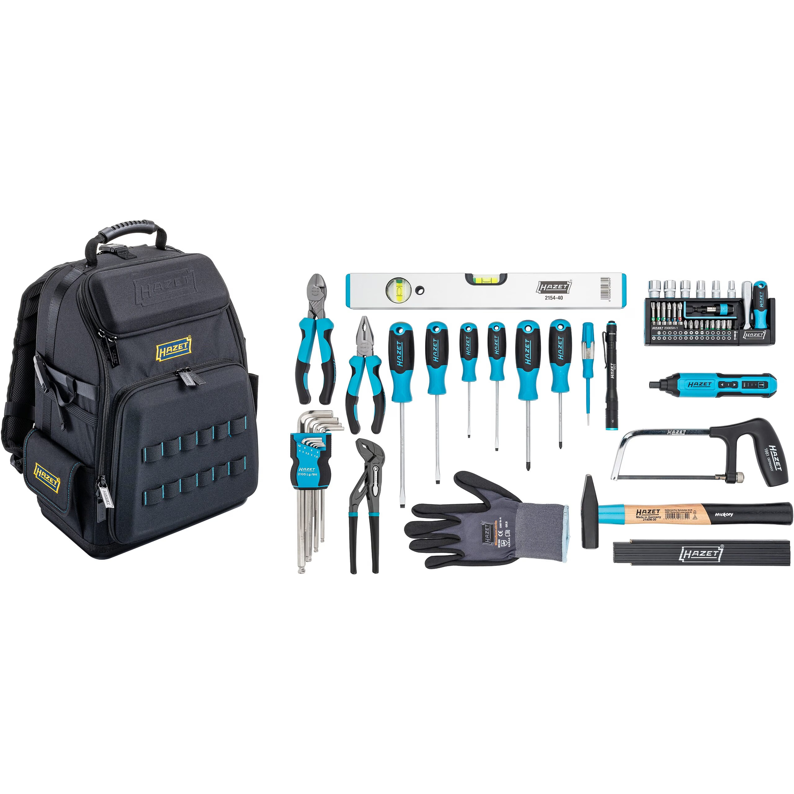 Sac à dos pour outils 56 pièces avec compartiments et panneau amovible HAZET - 191R-1/56