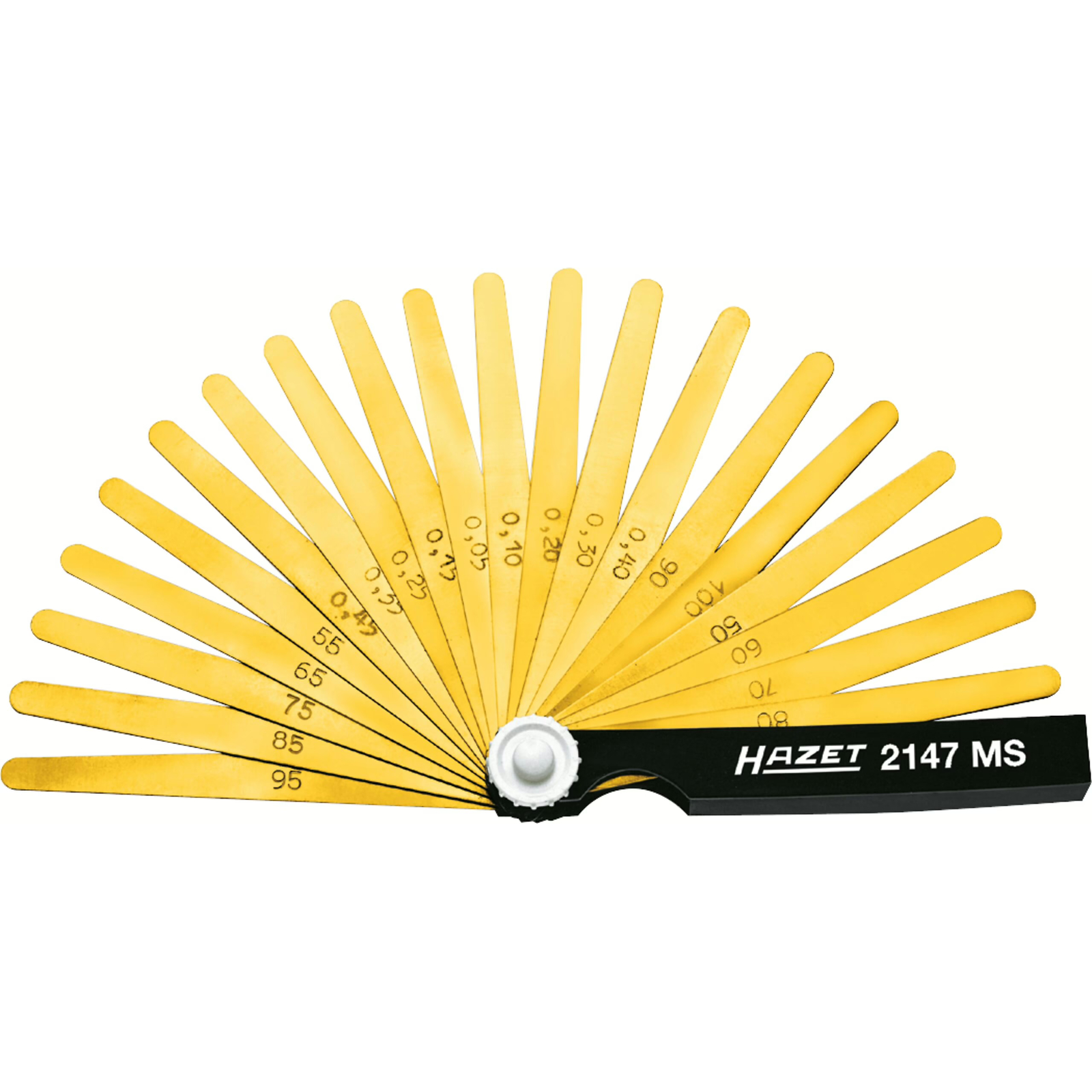 Jauge d'épaisseur contrôle écart électrodes bougies 20 pièces 0,05-1,0 mm 106 mm laiton non magnétique HAZET - 2147MS