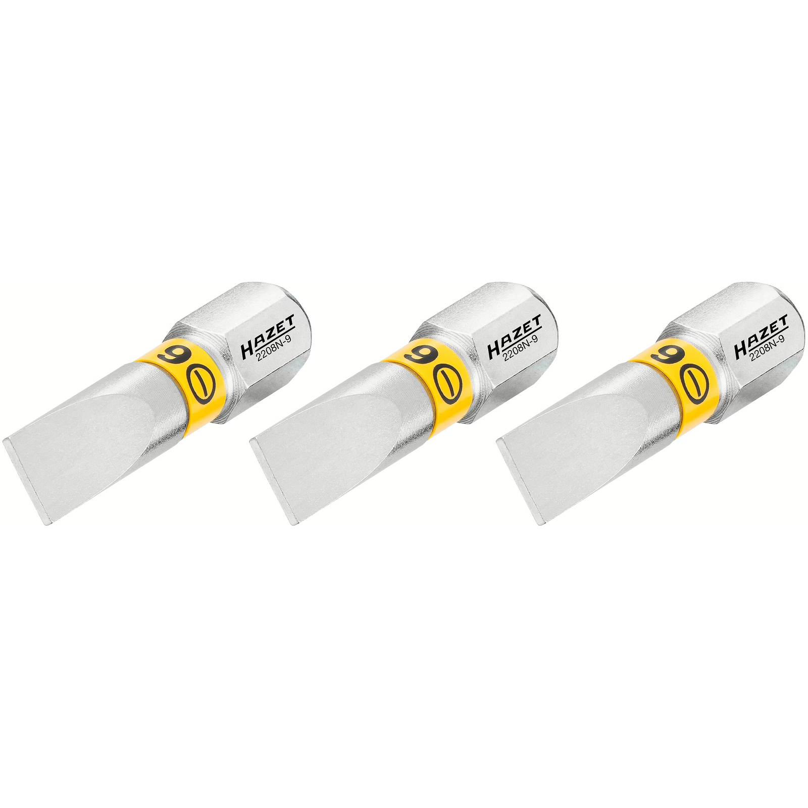 Embouts-tournevis profil fente 6,3 mm 3 pièces taille 1 hexagone massif 1/4 pouce HAZET - 2208N-9/3