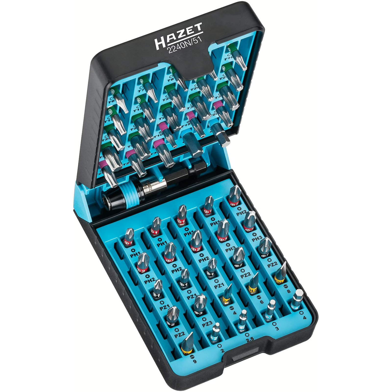 Jeu d'embouts-tournevis 51 pièces profils Pozidriv Phillips Torx six pans HAZET - 2240N/51