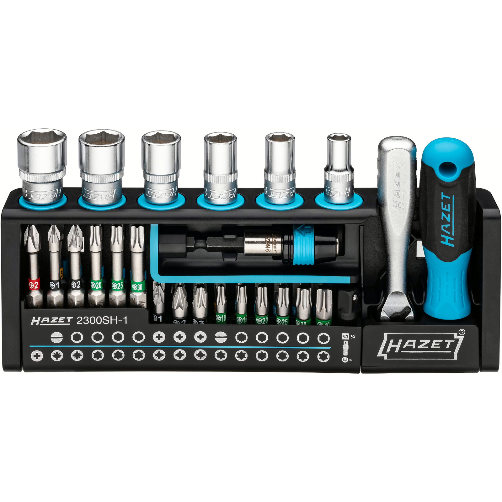 Support à outils 39 pièces mini-cliquet 1/4 pouce 184x92x26 mm SmartHolder HAZET - 2300 SH-1