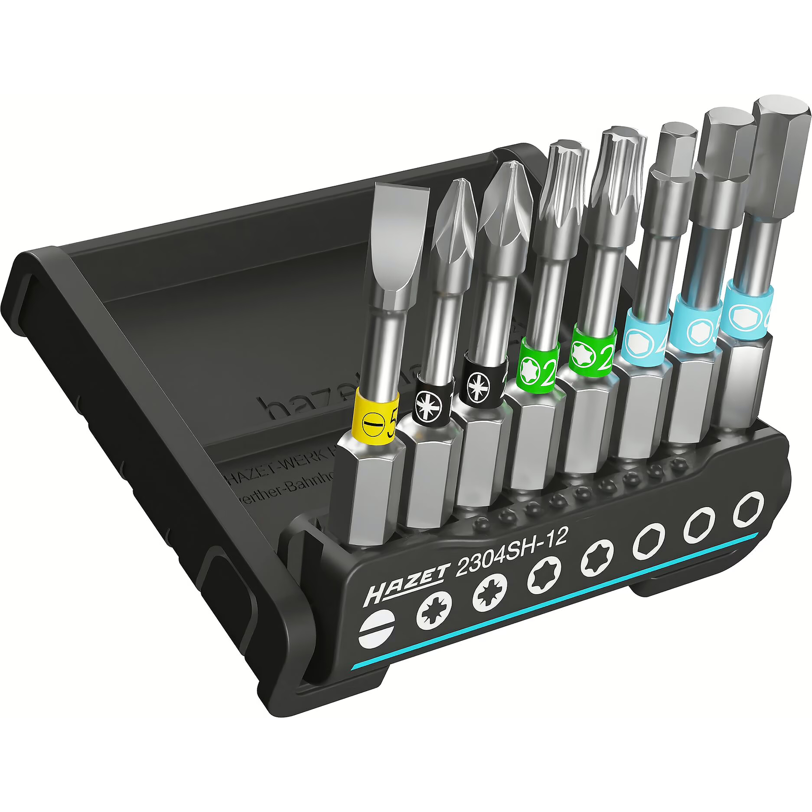 SmartHolder 8 embouts-tournevis 50 mm hexagone massif 1/4 pouce profils variés HAZET - 2304SH-12