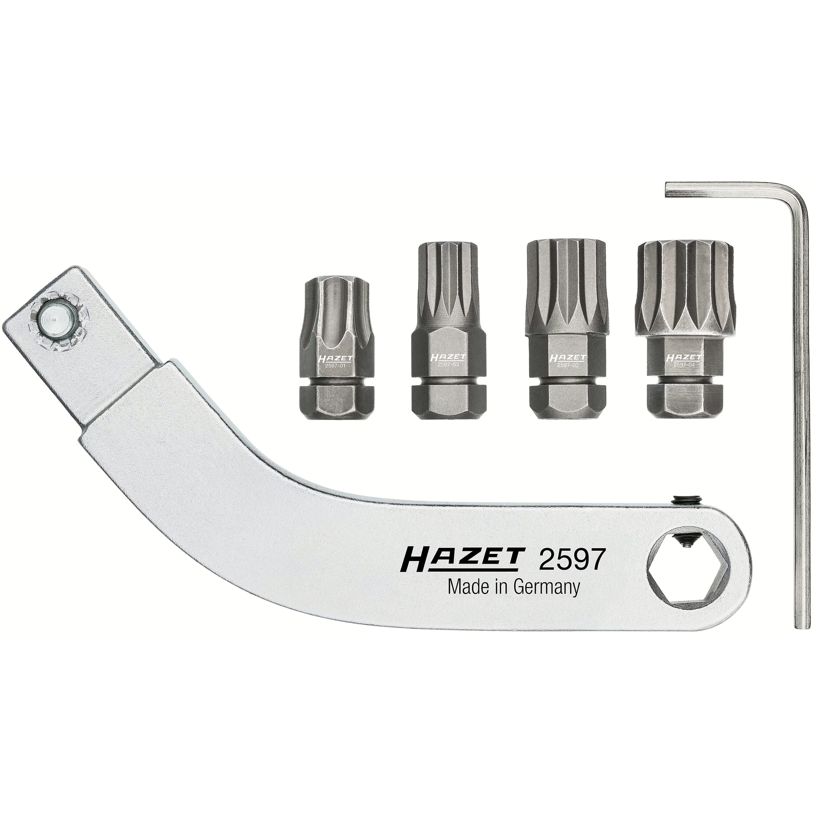 Attache mâle porte-embouts courbé 5 pièces T45 M8 M10 M12 pour charnières portes VW Audi Seat Škoda HAZET - 2597-2/5