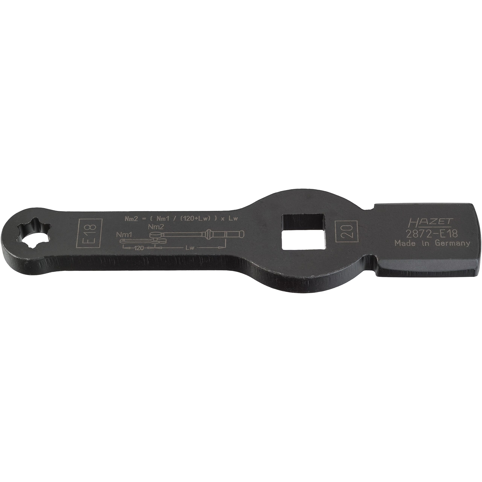 Clé polygonale à frapper profil TORX carré creux 3/4 pouce 20 mm taille E18 usage frein MAN HAZET - 2872-E18